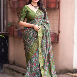 Mitera Kalamkari Printed Zari Saree-picture-31