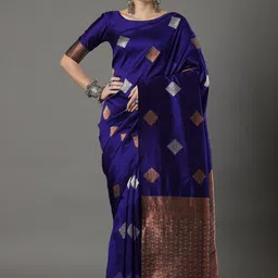 CaniBani Woven Design Zari Silk Blend Banarasi Saree-picture-19