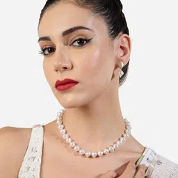 AMI Set Of 2 Gold Plated Classy Pearls Studded Jewellery Set image 5