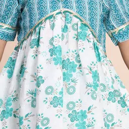 Cutiekins Girls Floral Printed A-Line Kurti with Sharara & Dupatta image 2