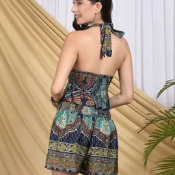 Boholyfe Printed Halter Neck Top & Shorts With Shrug Co-Ords image 2