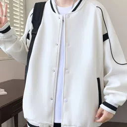 KPOP Men Colourblocked Varsity Jacket image 3