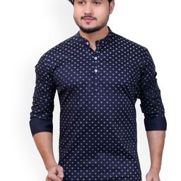 MADE IN THE SHADE Men Geometric Printed Thread Work Kurta-picture-10