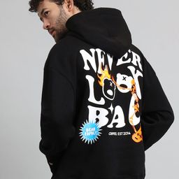 GRIFFEL Men Typography Printed Hood Fleece Pullover Sweatshirt-picture-42