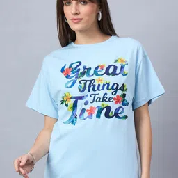 98 Degree North Women Typography Printed Round Neck Cotton T-shirt-image-50