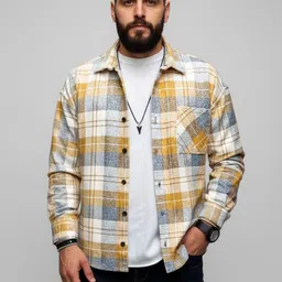 HERE&NOW Men Checked Polyester Open Front Jacket-picture-12