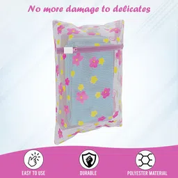 Kuber Industries Pink 5 Pieces Sunflower Designed Reusable Laundry Bags With Zipper image 5