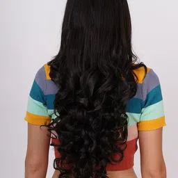 CRIBE Clip-In Wavy Locks Hair Extension - Black - 20 Inch image 2