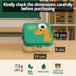 vidruth Super Dino Kids Lunch Box | 3-Compartment two tier Tiffin Box| 1 Containers Lunch Box image 4