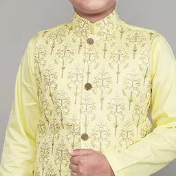 Little Clothings Boys Floral Embroidered Regular Kurta with Churidar image 3