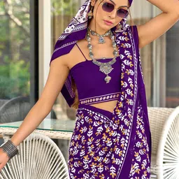 SYS Brand - Shop Your Style Ethnic Motifs Printed Ikat Saree image 2