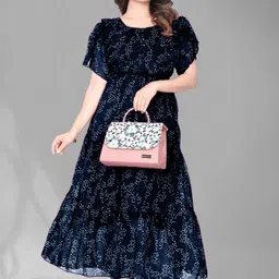 Raiyani Fashion Women Printed Georgette Fit & Flare Midi Dress-picture-41