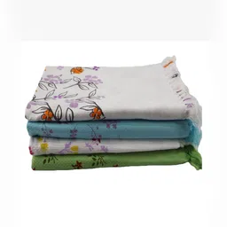 Bichauna 4 Pieces Off white & Blue Printed Cotton 120 GSM Bath Towel-image-50