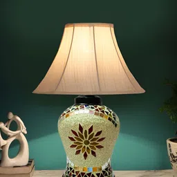 Devansh Off White Glass Traditional Abstract Shaped Table Lamp image 2
