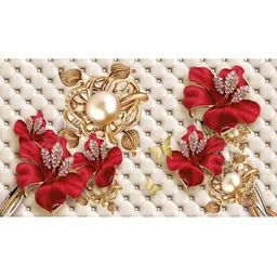 Aura 4-Pcs Beige & Red Printed Water Proof Fridge Mats image 2