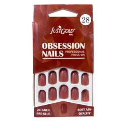 JUSTGOLD Set Of 24 Professional Obsession Press On Pre Glued Nails - Tan 28-picture-20
