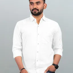 Acnos Men Premium Fit Solid Spread Collar Cotton Casual Shirt-picture-34