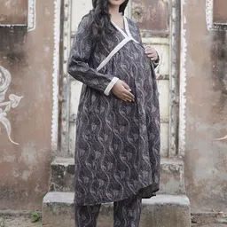 Aujjessa Women Ethnic Motifs Printed Regular Mirror Work Kurta with Trousers image 3