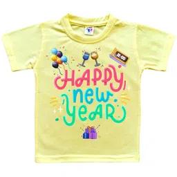 Cute Pals Kids-Unisex Yellow Cotton Graphic Printed Tshirts-image-84