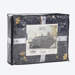 Monte Carlo Blue & Yellow Floral Printed AC Room 210 GSM Double Bed Blanket image 3