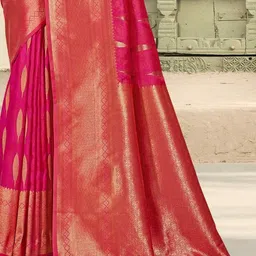 HERE&NOW Woven Design Zari Silk Blend Handloom Banarasi Saree image 3