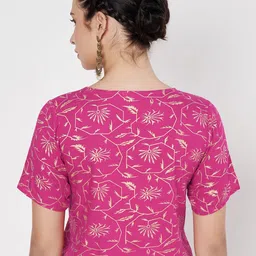 studio rasa Women Floral Printed Button Down Saree Blouse image 2