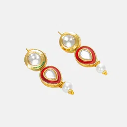 aadita Kundan Studded And Beaded Necklace And Earrings image 2