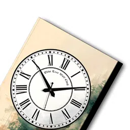 OLIVE TREE Beige & Black Printed Wooden Contemporary Rectangle Shaped Wall Clock image 2
