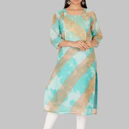 PARTH SY FASHION Women Green Blended Straight Kurtas-picture-11