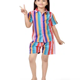 BAESD Girls Striped Short Sleeves Shirt With Shorts-image-74