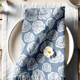 Vargottam 12-Pcs Blue & White Printed Cotton Table Napkins-picture-11