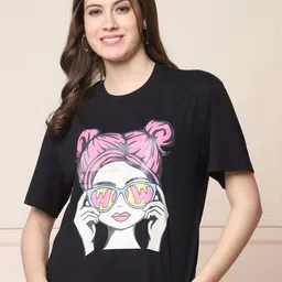 Tromko Women Graphic Printed Round Neck Cotton Oversized T-shirt-picture-26