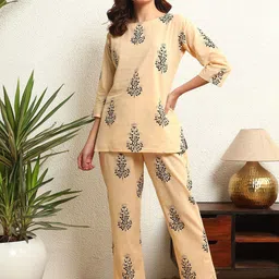 ETC Women Floral Printed Pure Cotton Night suit-image-98
