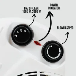la'forte 1000W/2000W Dual Heating Modes- White Fan Room Heater image 5