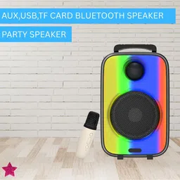 YAROH Rainbow (BLUETOOTH TROLLEY SPEAKER) Deep Bass Stereo Sound With Karaoke MicIB480 35 W Bluetooth Party Speaker-picture-24