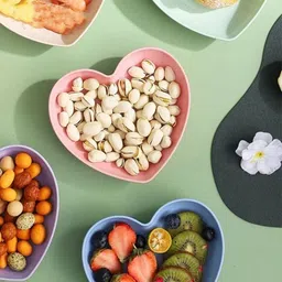 lellow Heart Shape Dessert|Appetizer|Salad|Snack Plastic Plates - Party, Serving,Dinner Quarter Plate image 2