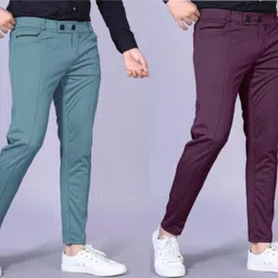 eetma Pack of 2 Men Solid Olive, Purple Track Pants-picture-25