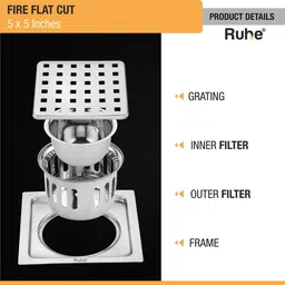 ruhe Floor Stainless Steel Push Down Strainer image 4