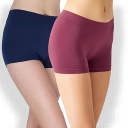 da creations Pack of 2 Solid Women Maroon, Blue Boxer Shorts-picture-25
