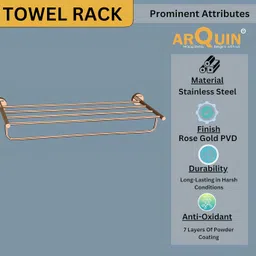 evanex VITA Rose Gold Wall Mounted Towel Rack | Space Saving Towel Holder | 25 inch 5 Bar Towel Rod image 4