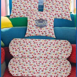 urmila creation 2 Bolster 3 Cushion Microfibre Floral Bolster Pack of 5-picture-23