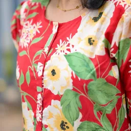 phoolkesa Women A-line Red Midi/Calf Length Dress image 2