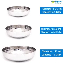 flipkart smartbuy Stainless Steel Serving Bowl Cookware Kitchen Kadhai/Tasla for Cooking/Deep Frying vegetables desserts snacks image 2