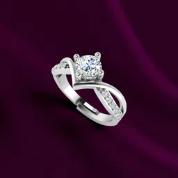 sh24k 925 Pure Sterling Silver Ring for Women | Adjustable Sterling Silver Cubic Zirconia Silver Plated Ring-picture-10