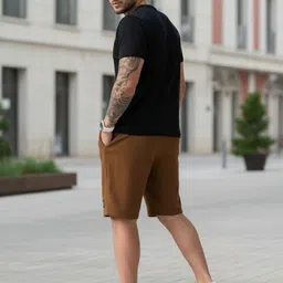 indiclub Self Design Men Brown Casual Shorts image 2