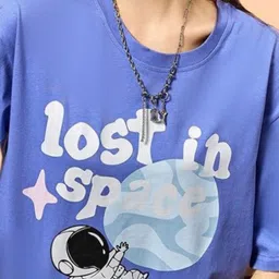 Christy World Typography Printed Pack Of 2 Round Neck Oversized Cotton T-shirts image 3