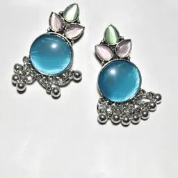 Jolly Faces Set Of 2 Artificial Stones Studded Contemporary Oxidised Studs image 2