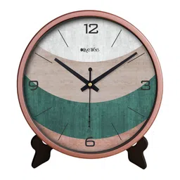 OLIVE TREE Copper-Toned & Black Printed Contemporary Round Shaped Analogue Table Clock image 1