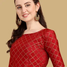 Oomph! Woven Design Zari Boat Neck Saree Blouse image 4