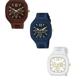 Hala Men Pack of 3 Solid Square Tang Regular Analogue Watches-picture-19
